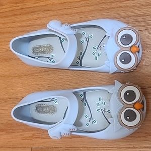 LIGHT BLUE MINI MELISSA OWL PEEP TOE SHOES in size C9